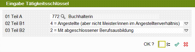 Eingabe des T&auml;tigkeitsschl&uuml;ssels in der Classic Line von Sage