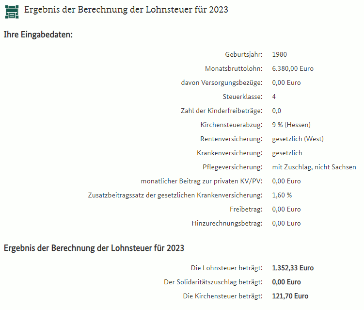 Abrechnungsbeispiel für einen freiwillig versicherten Arbeitnehmer