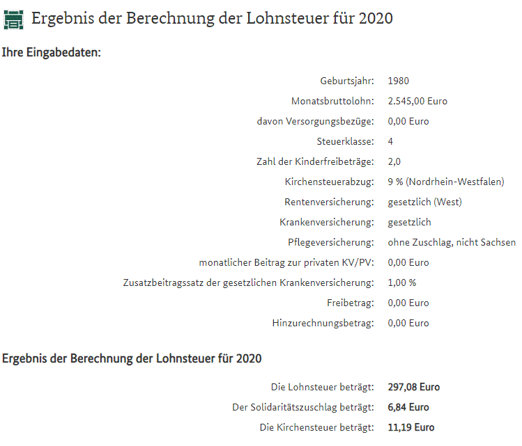 Lohnsteuertabelle 2020 nrw