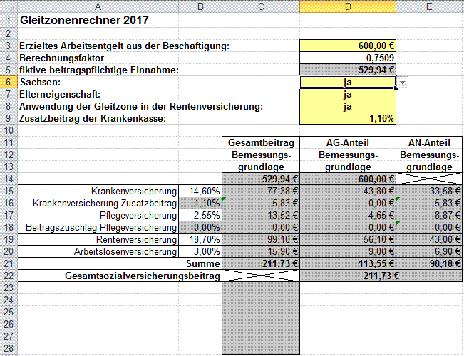 Gleitzone in Sachsen und Elterneigenschaft vorhanden Gleitzone in Sachsen und Elterneigenschaft vorhanden