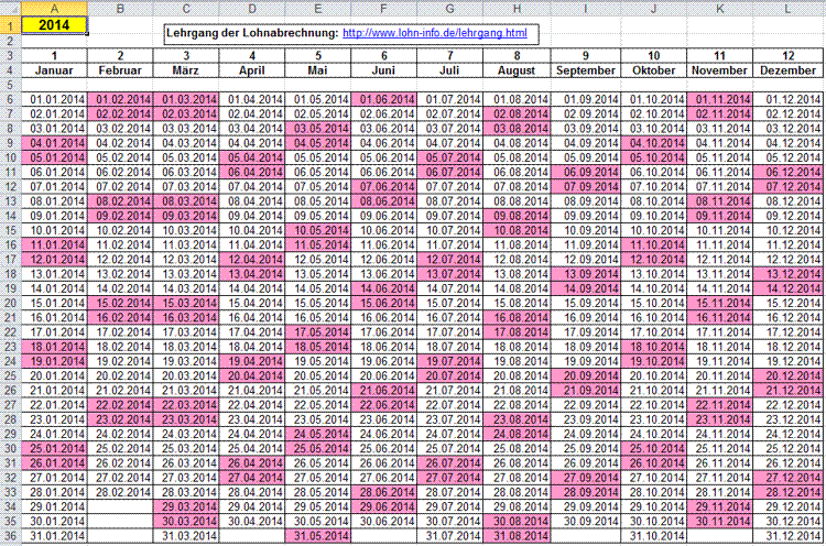 Erstellung eines Kalender