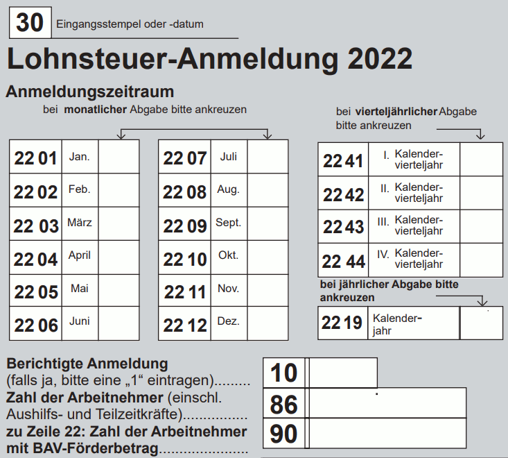 Lohnsteuer-Anmeldungszeitraum Lohnsteuer-Anmeldungszeitraum