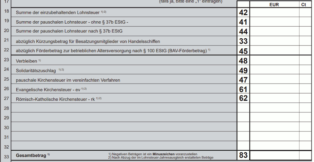 Lohnsteuer-Anmeldung - Zeilen Lohnsteuer-Anmeldung - Zeilen