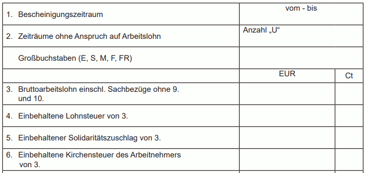 Ausdruck der elektronischen Lohnsteuerbescheinigung für 2022