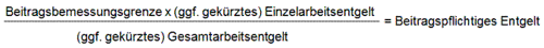 Formel zur Aufteilung der beitragspflichtigen Entgelte bei Mehrfachbeschäftigung