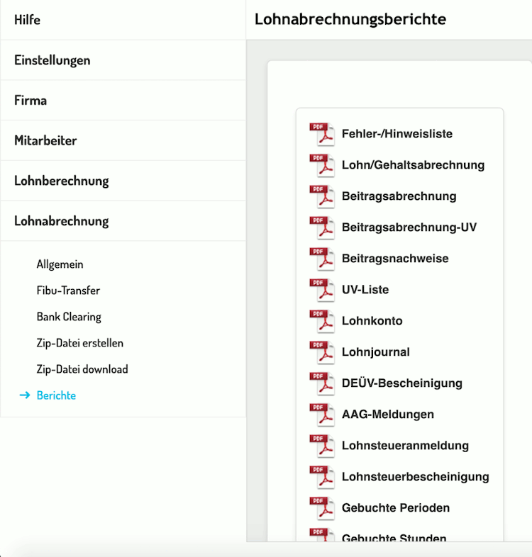 Online Lohn-Software ilohngehalt - Lohnabrechnungsberichte