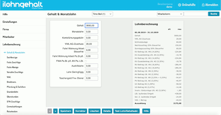 Online Lohn-Software ilohngehalt - Lohnberechnung