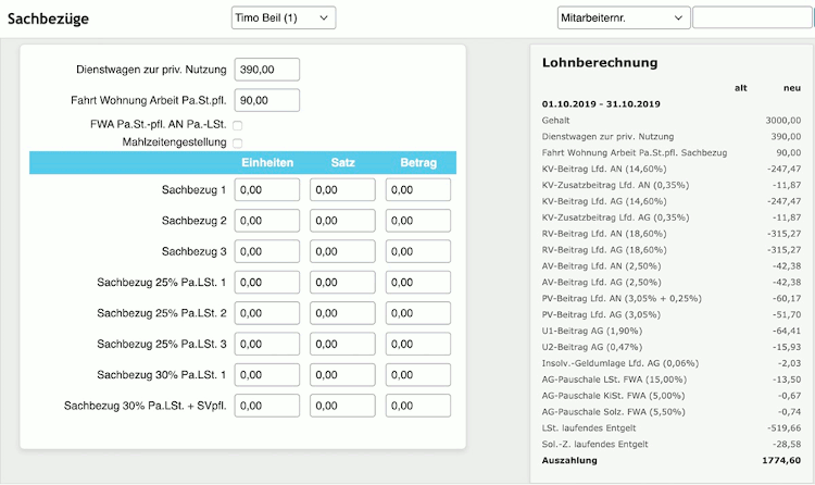 Online Lohn-Software ilohngehalt - Erfassung Dienstwagen