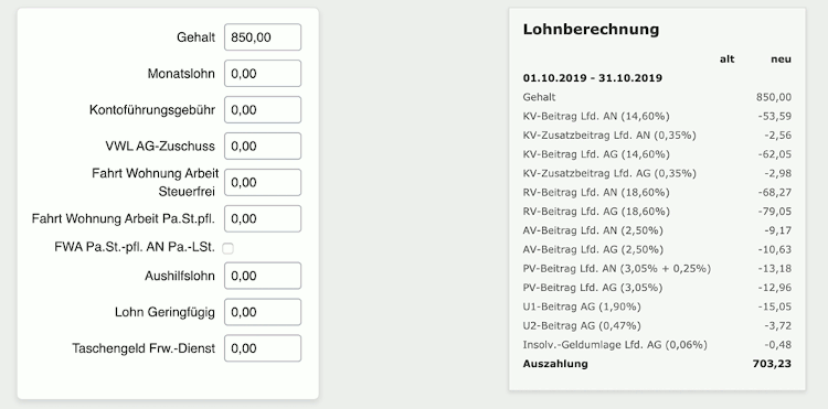 Online Lohn-Software ilohngehalt - Gleitzonenregelung (Übergangsbereich)