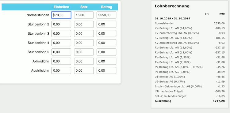 Online Lohn-Software ilohngehalt - Stundenlohn