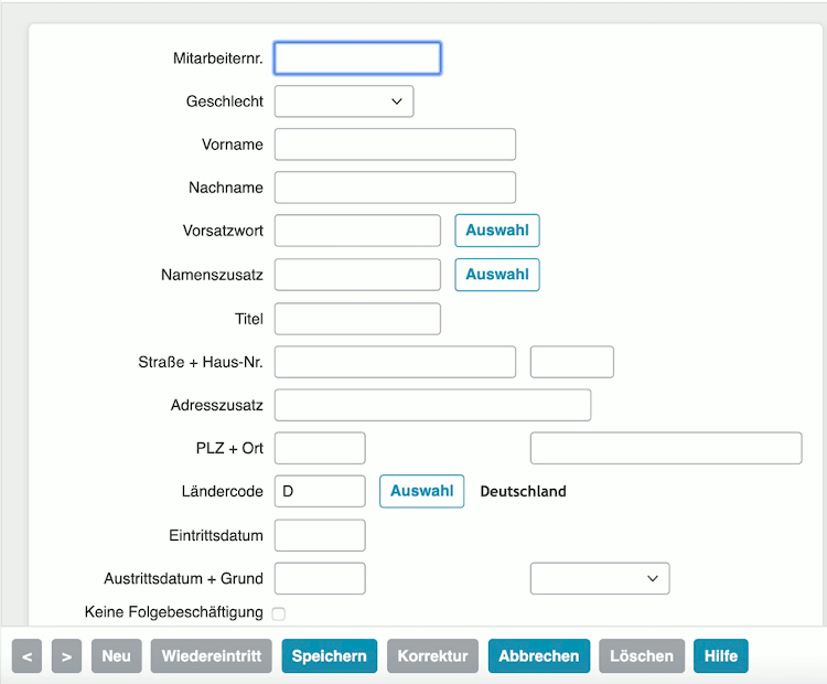 Online Lohn-Software ilohngehalt - Neuer Mitarbeiter