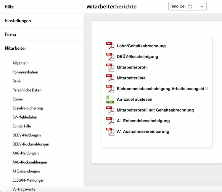 Online Lohn-Software ilohngehalt - Mitarbeiterberichte