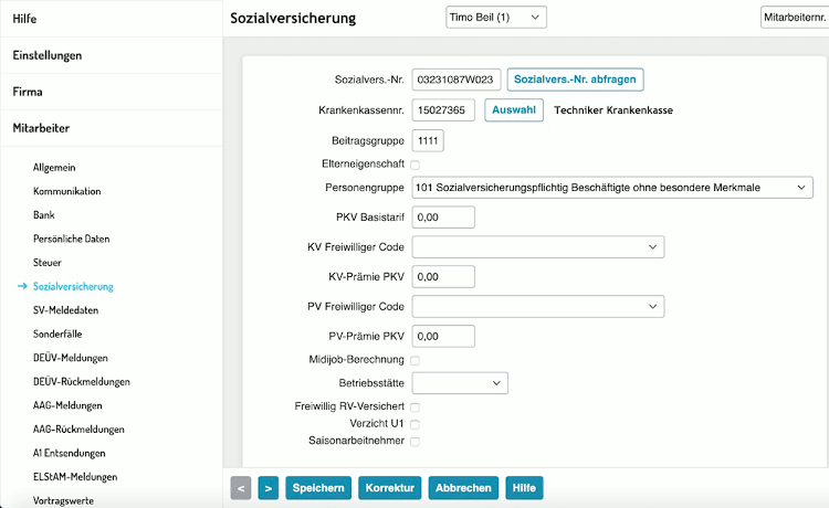 Online Lohn-Software ilohngehalt - Sozialversicherung Mitarbeiter